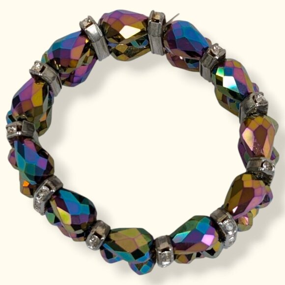 Vintage AB Crystal Stretch Bracelet - Picture 4 of 5